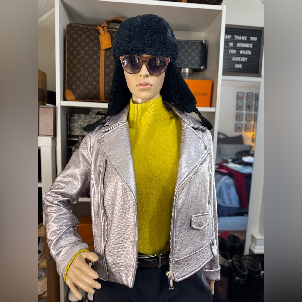 Silver Moto Leather Jacket